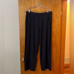 Eileen Fisher Stretch Jersey Knit Pants Full Leg Straight Navy NWT Tencel XL